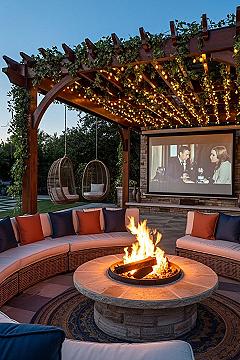 Luxury Backyard Entertainment: Fire Pit & Al Fresco Cinema