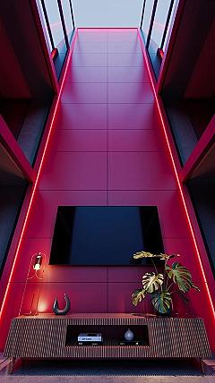 Futuristic Architecture: Dynamic Pink Glow for Vibey Room Lighting