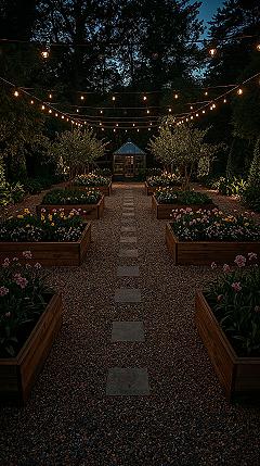 Elegant Backyard Landscaping: Dream Garden with Evening Ambiance