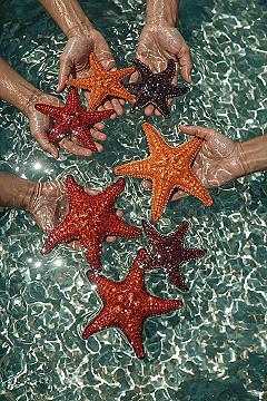 Vibrant Starfish Close-up: Tropical Marine Life Beauty