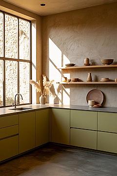 Earthy Modern Kitchens: Crafting Cozy Light Olive Green Spaces