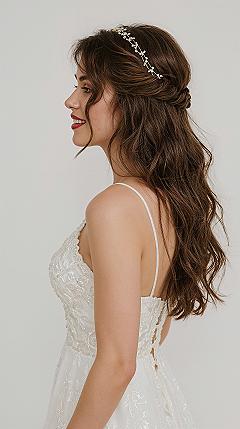 Romantic Half Up Half Down: Beautiful Bridal Hairstyles for Long Brown Hair