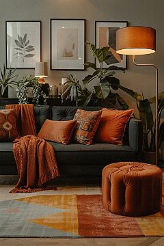 Elevate Your Grey Couch Living Room with Warm Tones & Earthy Accents