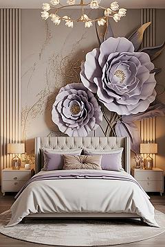 Luxury Floral Wall Design for Aesthetic Couple Bedroom Bliss