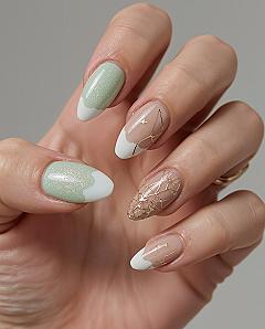 Elegant Almond Green Cat Eye Nails for Spring Prom