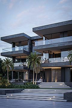 Luxury Duplex Design: Modern Concrete Elements & Grand Entrances