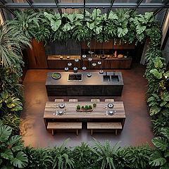 Garden Kitchen Oasis: Lush Indoor-Outdoor Living & Balcony Design