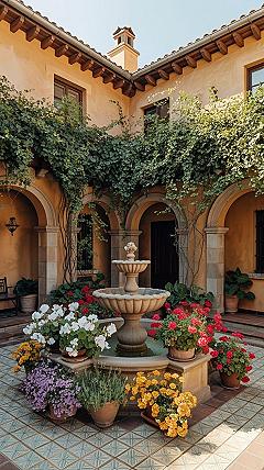 Vibrant Mediterranean Courtyard: Spanish Style Home Garden Ideas