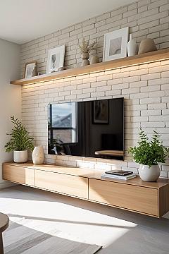 Simple Accent Walls for Mounted TVs: White Brick Charm
