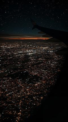 Magical City Lights: Nighttime Aerial Views from Aesthetic Plane Windows