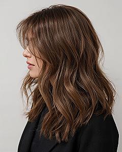 Effortless Chic: Wispy Layers & Curtain Bangs for Medium Length Hair