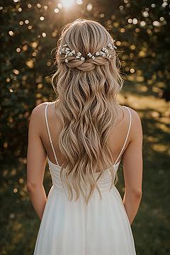 Romantic Bridal Hairstyles with Floral Accents for Long Hair