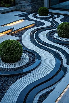 Modern Zen Garden Designs: Pebble Paths & Topiary Spheres