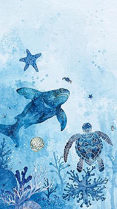 Dive into Blue: Beautiful Sea Creatures Summer Phone Wallpaper