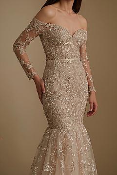 Elegant Off-Shoulder Lace Mermaid Gown with Long Sleeves