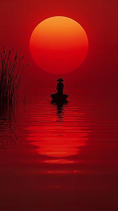 Serene Red Sunset: Aesthetic Laptop & MacBook Wallpaper