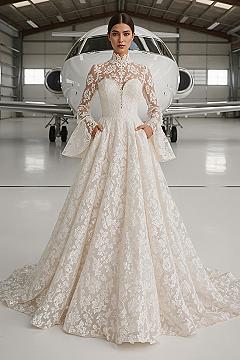 Versatile Bridal Dreams: Long Sleeve Gowns with Detachable Boleros