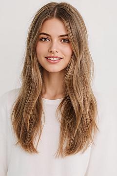Soft Layers & Face-Framing Highlights: Radiant Brownish Blonde Hair