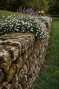 Charming Stone Wall Flower Bed Ideas for Your Front Yard