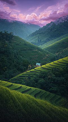 Surreal Retro Valley: Cute 8K Landscape Wallpaper for Home Screen