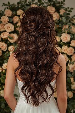 Voluminous Half Updo: Sophisticated Bridal Hair for Your Wedding Day