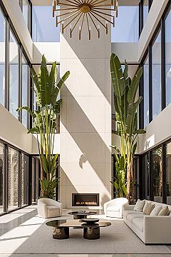 Double-Height Living Room: Modern Residential Architecture Grandeur