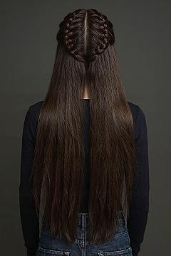 Chic Long Hair Braids: Adorable School Hairstyles with Blue Ribbons