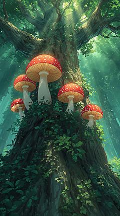 Whimsical Mushroom Fantasy 4K Wallpaper: Magical Desktop Art