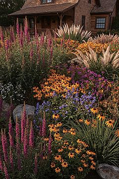 Vibrant Cottage Garden: Colorful Front Yard Landscaping