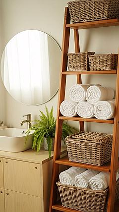 Neutral Bathroom Bliss: Elegant Wood & White Decor Ideas