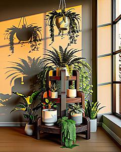 DIY Plant Corner Ideas with Natural Wood Pieces