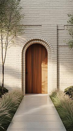 Modern Arched Front Door Designs: Stunning White Brick Entryway