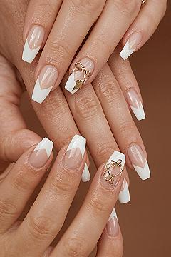 Gold Bow Almond Nails: The Ultimate Chic French Tip Look