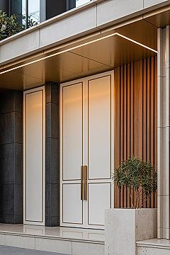 Luxury Residential Entrance: Elegant Modern Building Facade