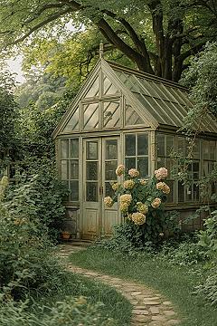 Vintage Greenhouse Charm: Victorian Garden Aesthetic for Cottage Exteriors