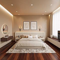 Minimalist Luxury: Beige Couple Bedroom Interior Design