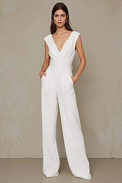 Chic White Formal Jumpsuits for Modern Wedding Receptions