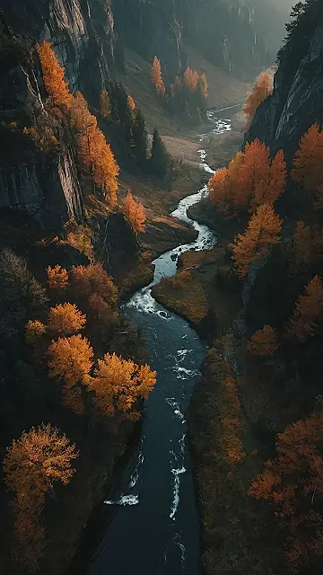 Peaceful Lakes Surrounded by Autumn Foliage