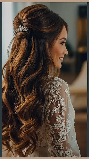 Unique Half Up Half Down Hair Ideas for Your Wedding Inspiration