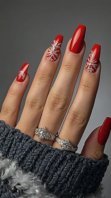 Crimson & Crystal Nails