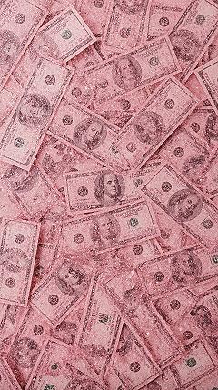 Sparkling Pink Cash: Glamorous Glitter Money Aesthetic Wallpaper