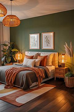 Masculine Boho Master Retreat: Cozy Earthy Bedroom Bliss