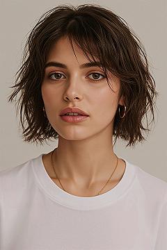 Chic Italian Bob: Soft Layers & Courtin Bangs for Effortless Elegance
