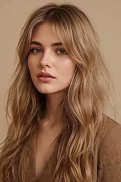 Blonde Bombshell: Chic Layered Hair with Feathered Bangs