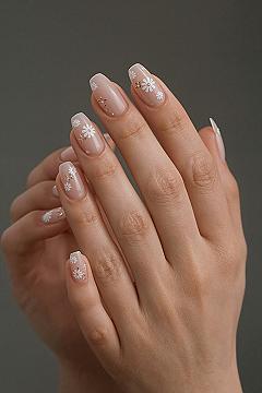 Elegant Spring Floral & Gold Accent Nails
