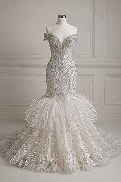 Modern Royalty Wedding Dress: Silver Mermaid Gown Elegance