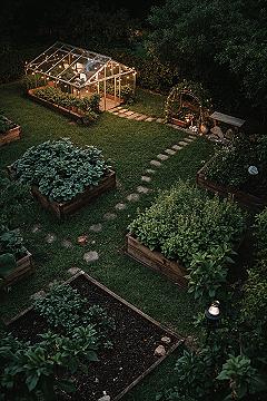 Elegant Backyard Makeover: Raised Beds & Greenhouse Garden Bliss