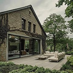 Elegant Countryside Stone House: Modern Rustic Retreat