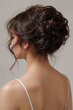 Elegant Dark Brunette Updo: Voluminous Bridal Hairstyle Inspiration