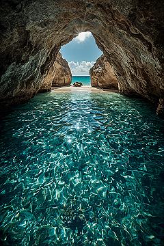 Algarve’s Secret Grotto: Stunning Turquoise Water Wallpapers